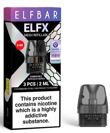Elf Bar ELFX Replacement Pods 0.8 ohm pod (3pk)