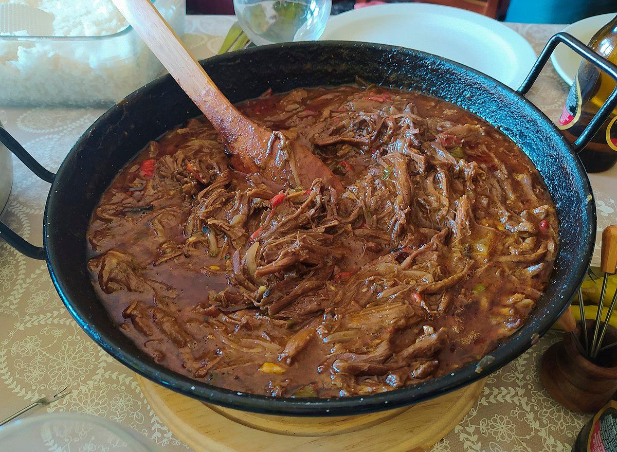 ropa vieja on a pan